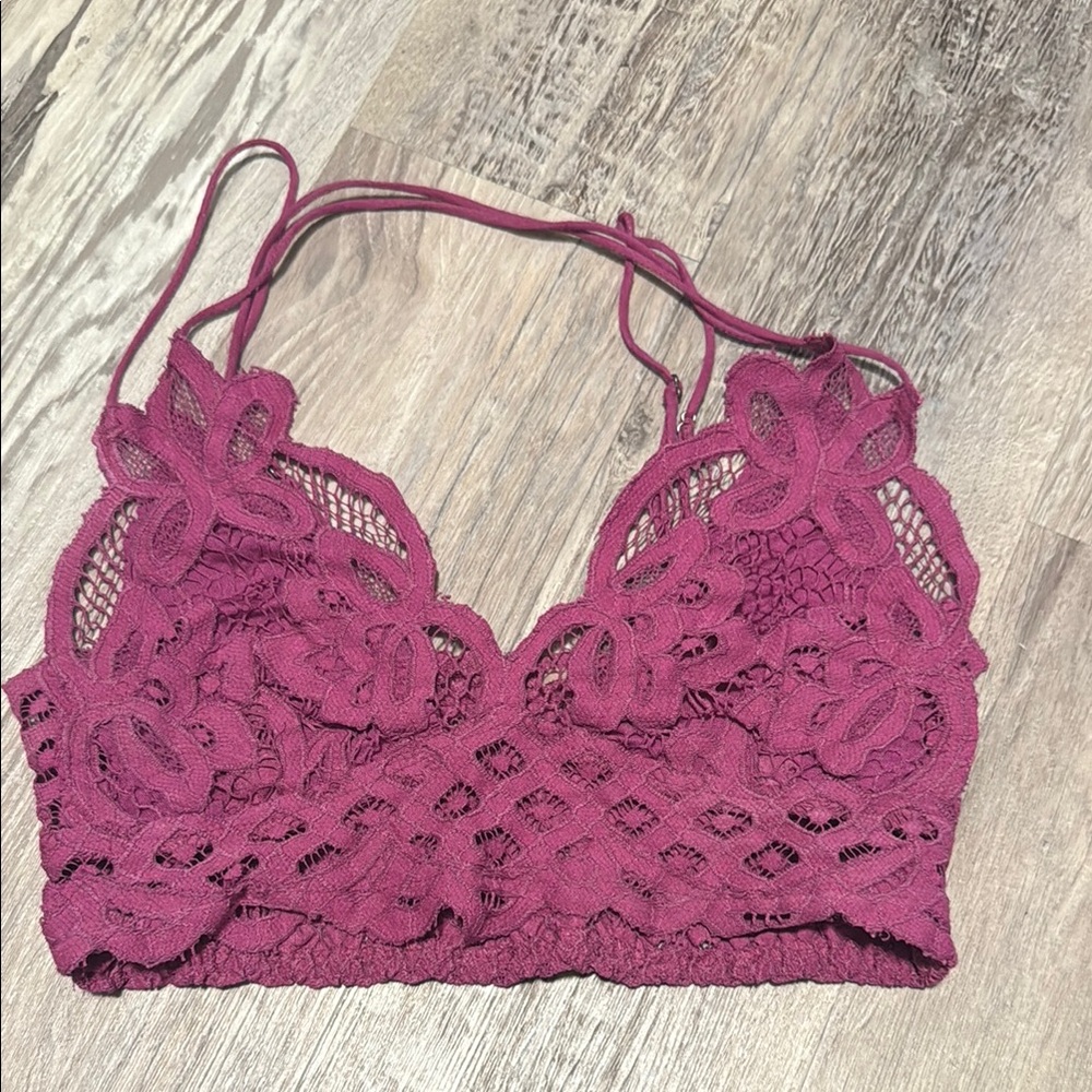 Free People Lace Bralette in Magenta